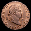 Fernando VII. 2 Maravedís. (2,37g.). Segovia. 1830. AC-152. SC. Brillo original.