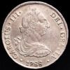 Carlos III. 8 Reales. (26,9 g.). Potosí. 1788. Ensayador P·R. AC-1195. EBC. Acuñado en flan grande. Precioso tono.