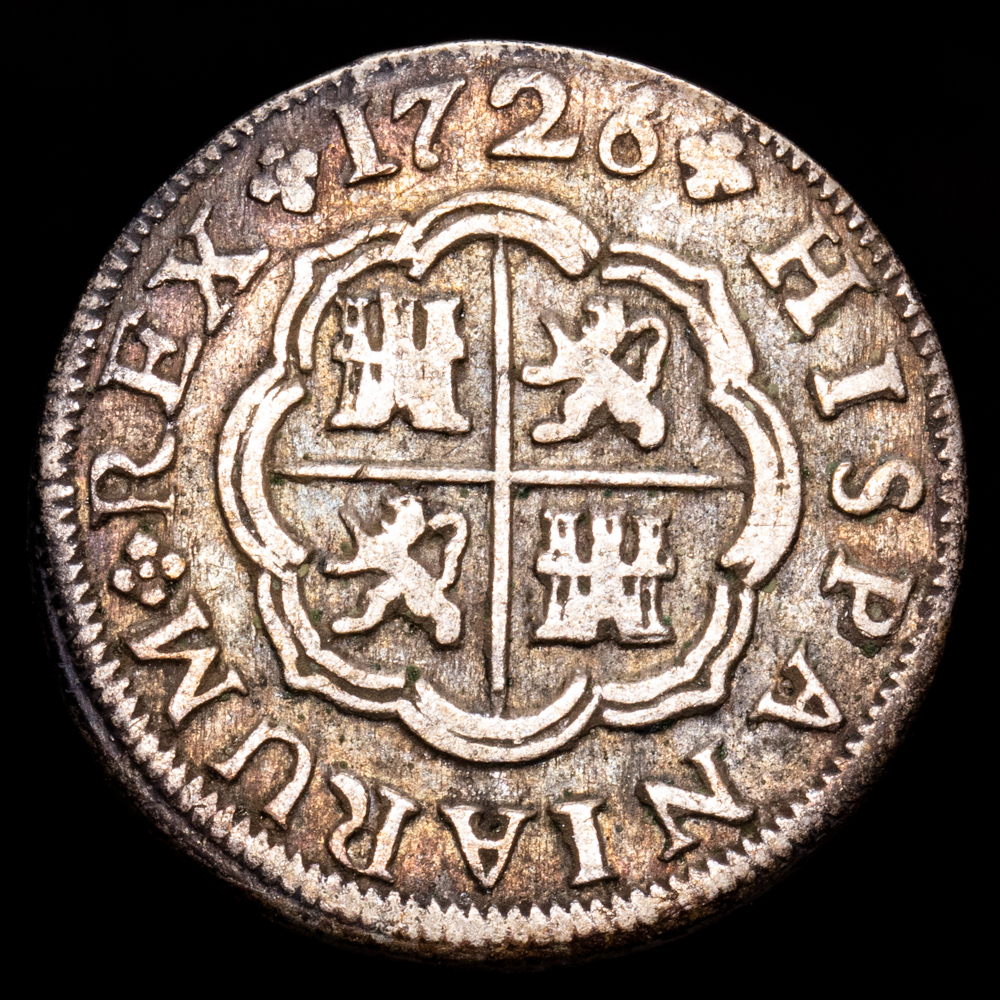 Felipe V. 1 Real. (2,73 g.). Sevilla. 1726. Ensayador J. Ac-649. MBC.