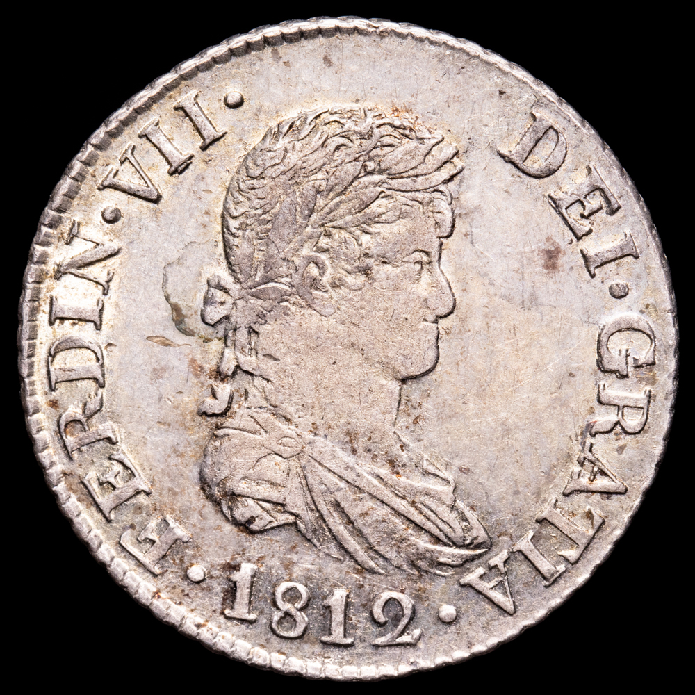 Fernando VII. 2 Reales. (5,66 g.). Cataluña. 1812. Ensayador S·F. AC-765. SC-. Brillo original. **