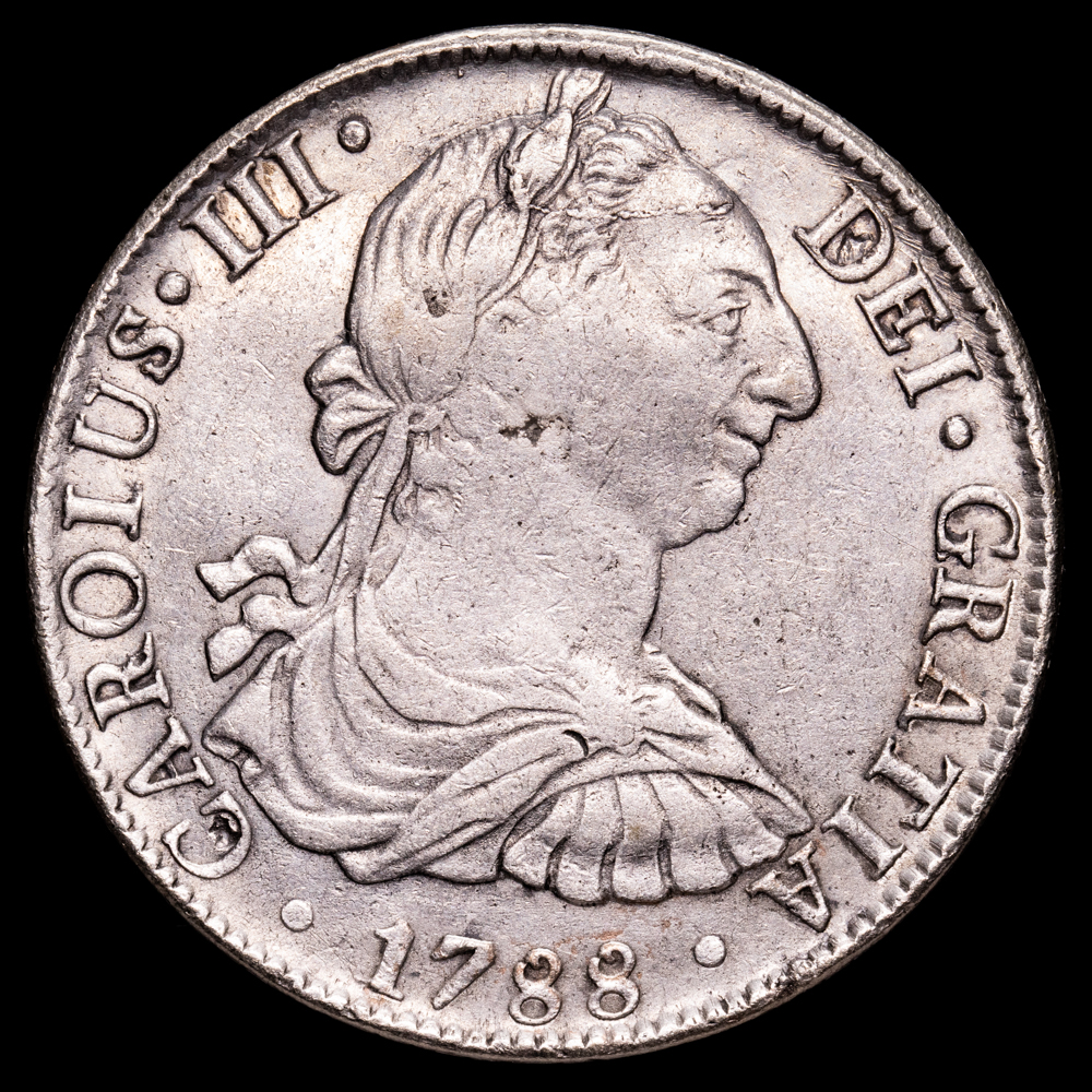 Carlos III. 8 Reales. (26,13 g.). México. 1788. Ensayador F·M. AC-1126. MBC-.