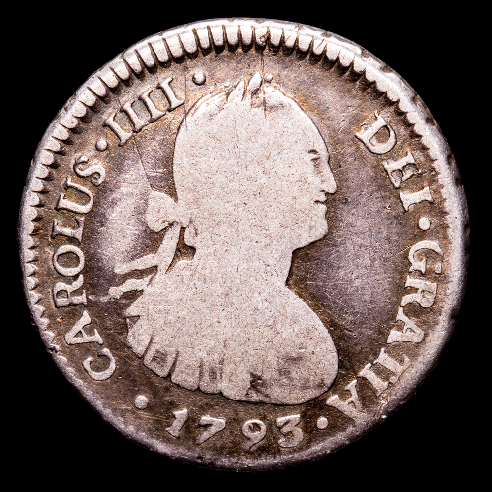 Carlos IV. 1 Real. (3,17 g.). Santiago de Chile. 1793. Ensayador D·A. AC-508. BC+. Escasa
