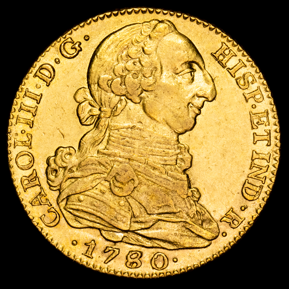 Carlos III. 4 Escudos. (13,54 g.). Madrid. 1780/79. Ensayador P·J. AC-1783. EBC/EBC+. Restos de brillo original. Rara así.