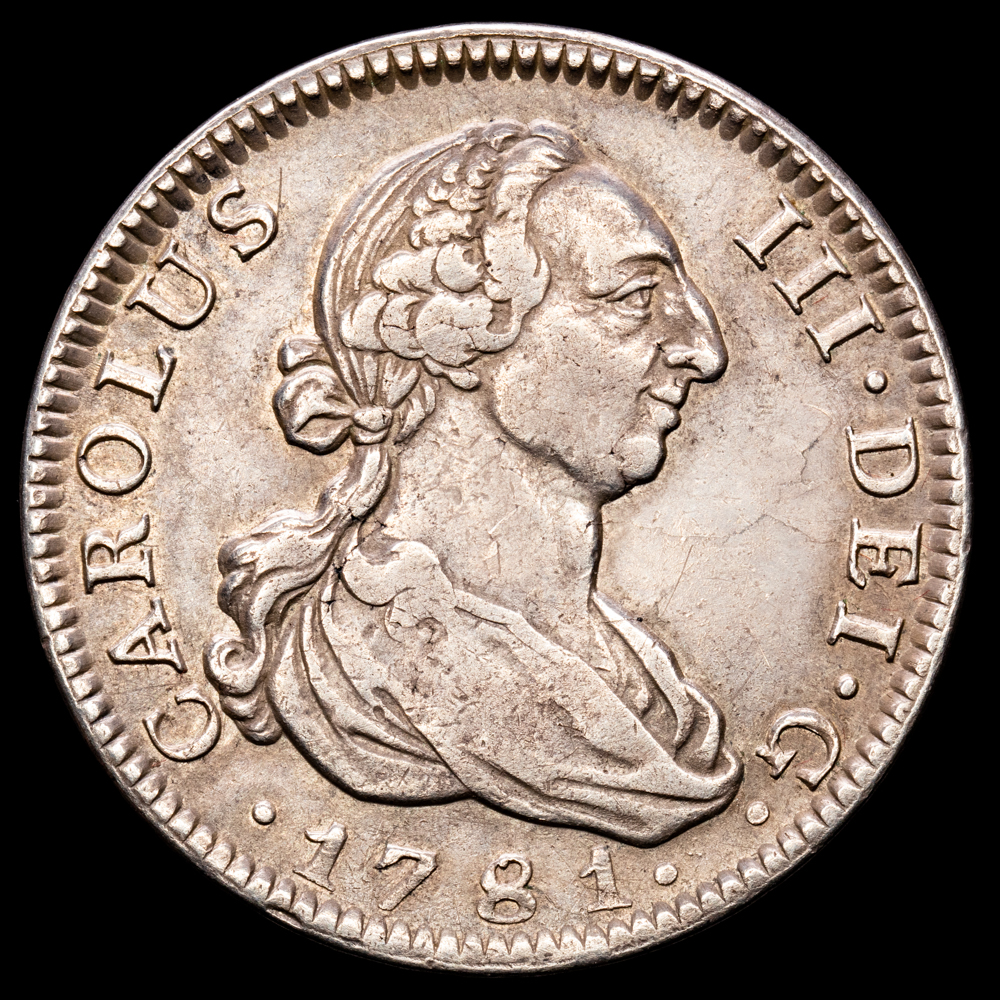 Carlos III. 4 Reales. (13,81 g.). Madrid. 1781. Ensyador P·J. Aureo y Calicó 864. MBC+. Escasa. Bello tono.