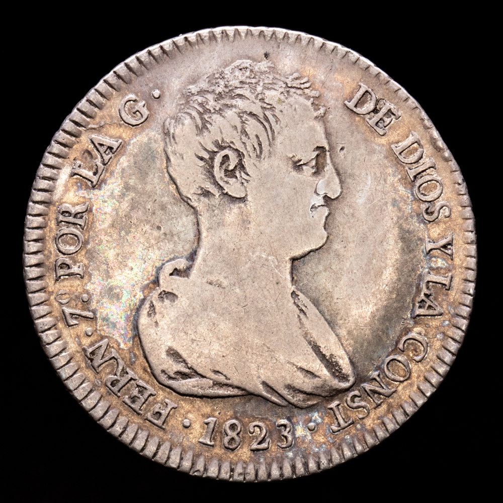 Fernando VII. 4 Reales. (5,84 g.). Valencia. 1823. Aureo y Calicó – 993. BC+. Muy escasa.