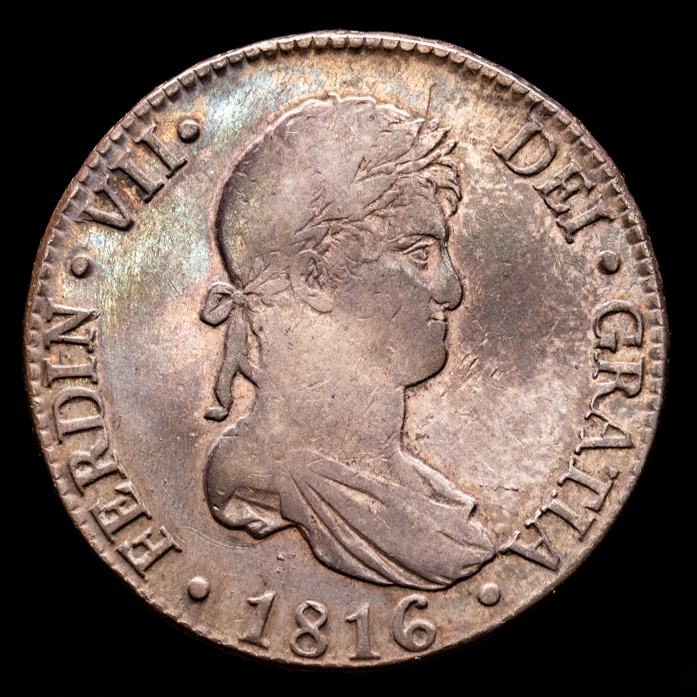 Fernando VII. 8 Reales. (26,68 g.). Madrid. 1816. Ensayador G·J. Aureo y Calicó-1270. MBC.