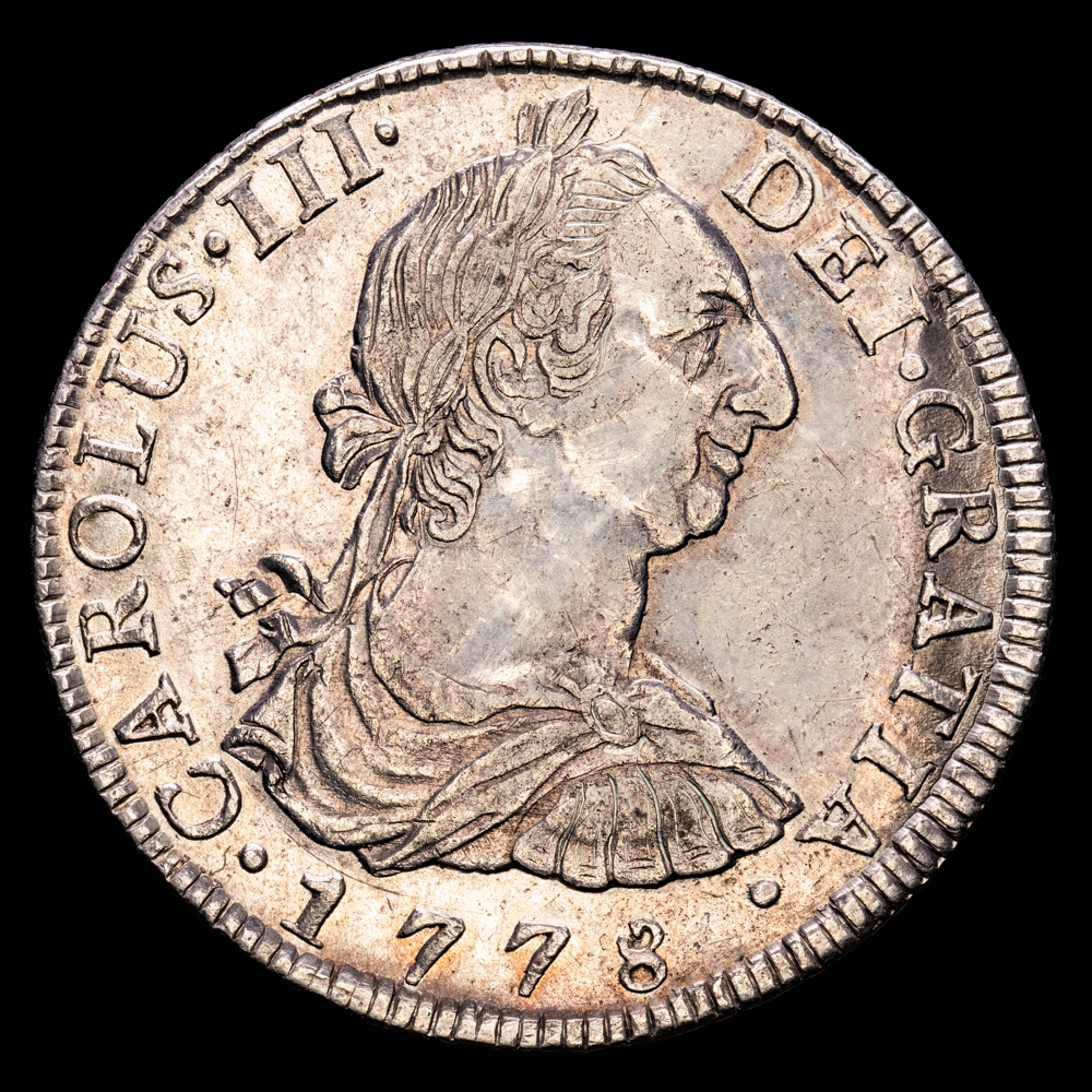 Carlos III. 8 Reales. (26,79 g.). Potosí. 1778. Ensayador P·R. Aureo y Calicó-1175. EBC.