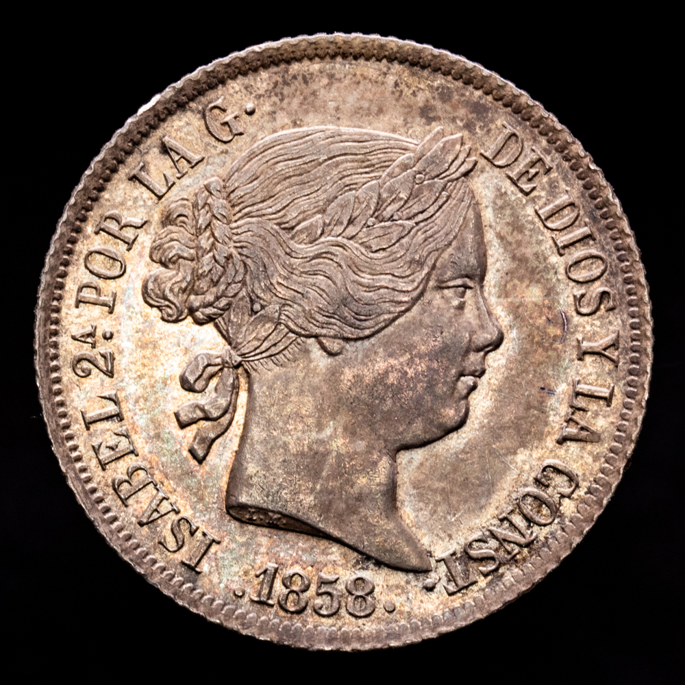 Isabel II. 4 Reales. (5,32 g.). Madrid. 1858. Aureo y Calicó-464. EBC-. Atractiva