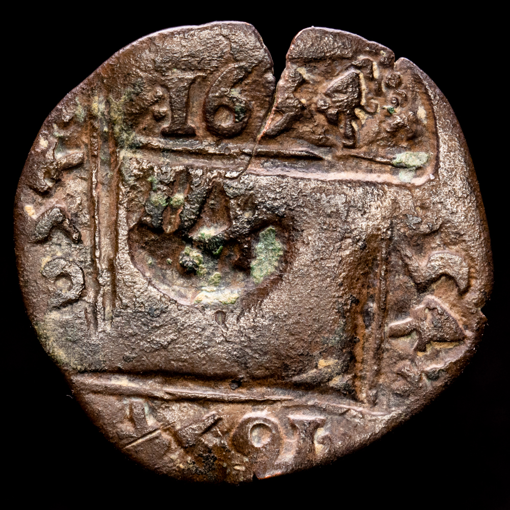 Felipe IV. 4 Maravedís. (3,91 g.). 1654. MBC-. Reconstruido. Ensayo!!!. Raro!!!