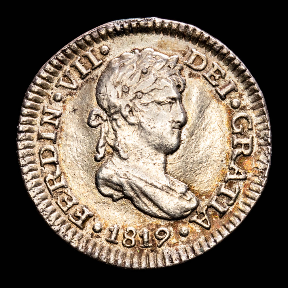 Fernando VII. 1/2 Real. (1,61 g.). Lima. 1819. Ensayador J·P. Aureo y Calicó – 362. MBC+.